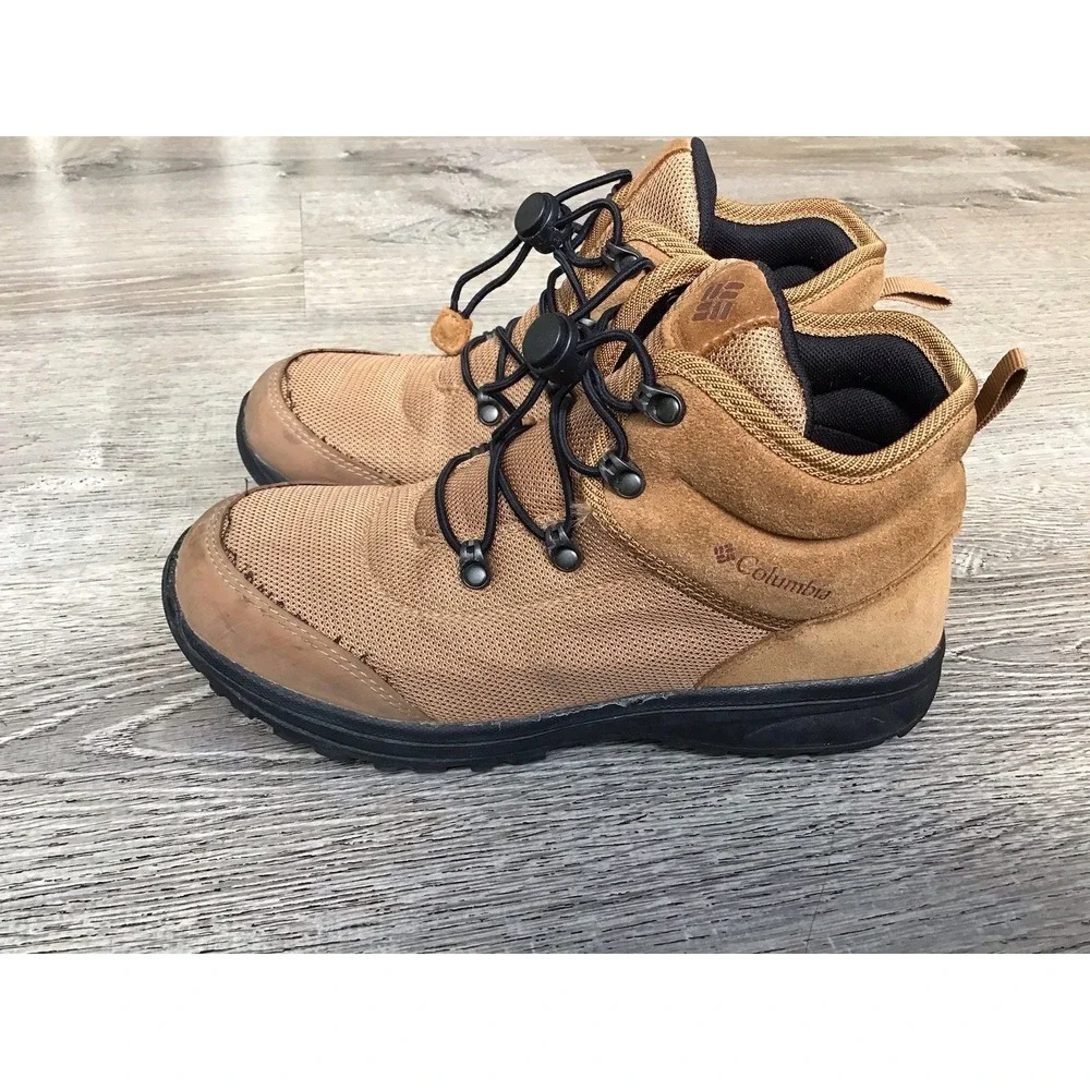 Columbia Kids Size 6 Youth Fairbanks Tan Mid Boots Shoes Waterproof BY7333-286